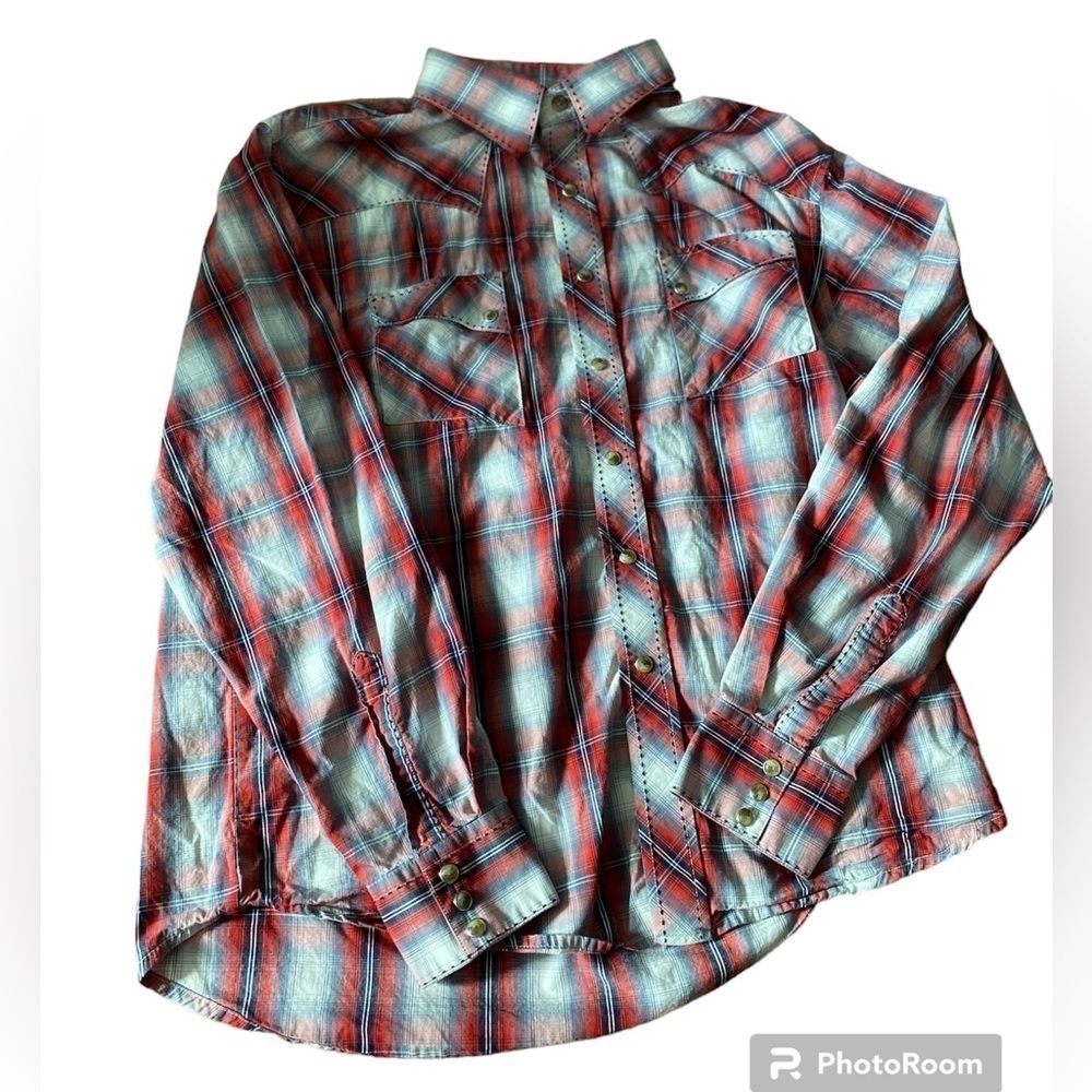 Wranglers Men’s Plaid Snap Button Long Sleeve Shirt size large